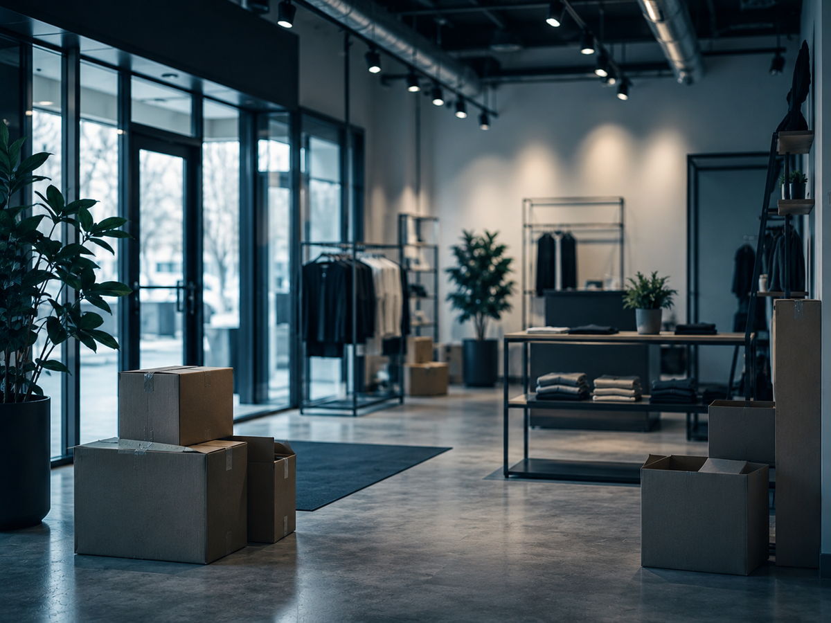 A newly fitted-out retail space being prepared to open